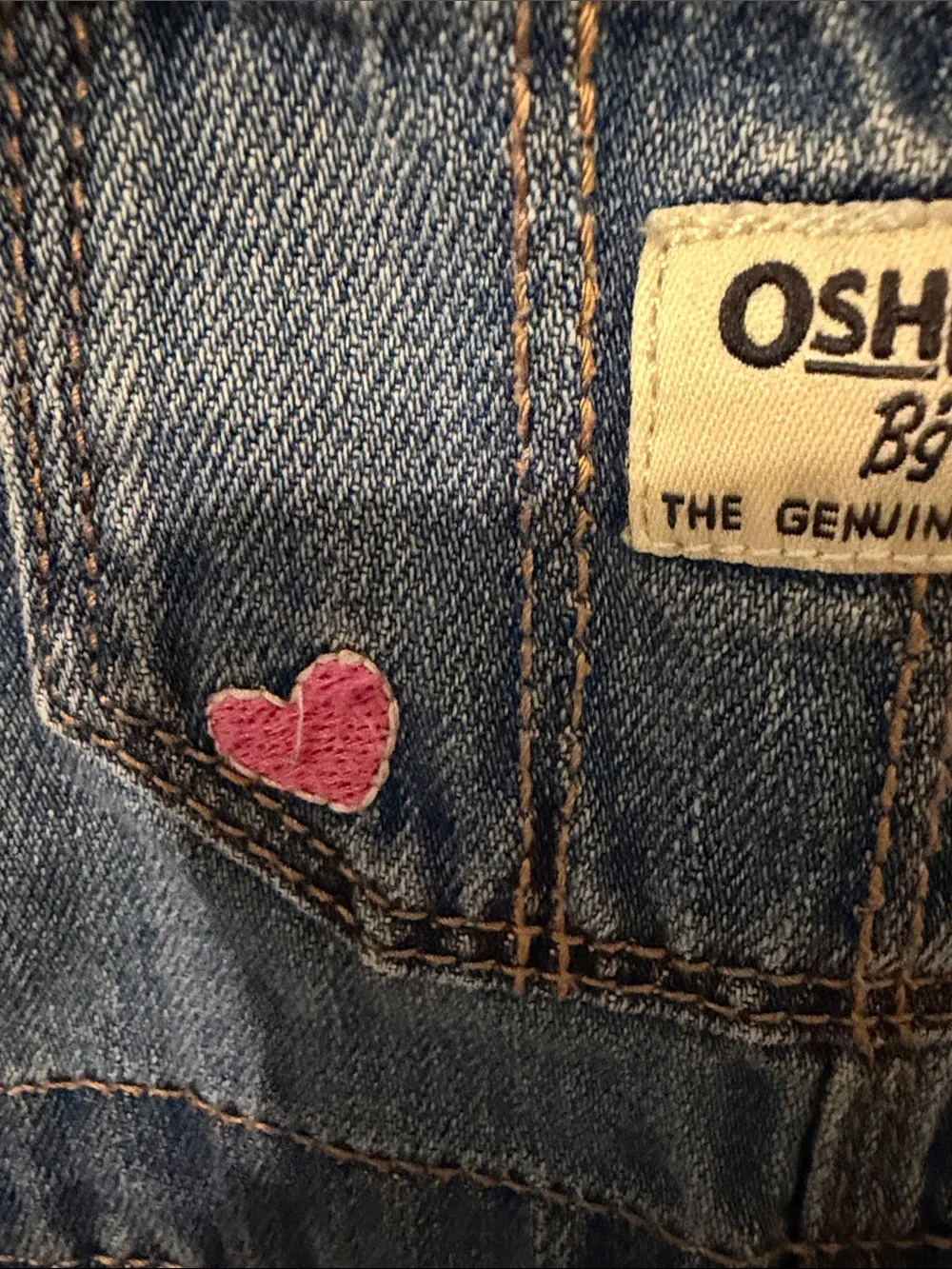OshKosh Embroidered Denim Overalls with Pink Heart and Butterfly Size 12 Months